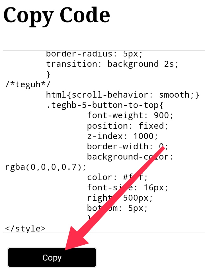 Copy button to copy the html code